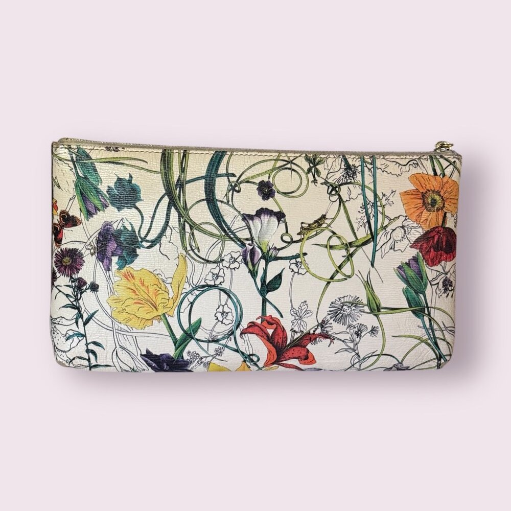 Gucci Flora Knight Zip Pouch | Bamboo Accent - Picture 2 of 10